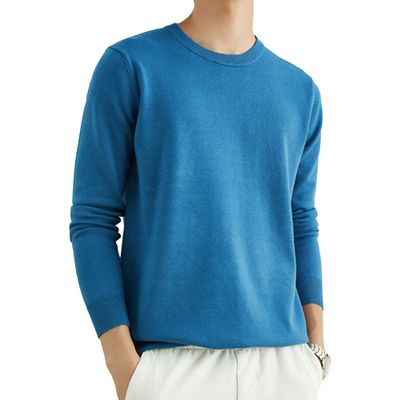Men's Classic V-Neck Sweater Slim Fit Long Sleeve Knit Basic Pullover Casual Business Dress Sweater (Large,Color Blue 2)