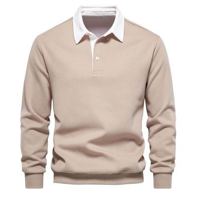 ZYXTIM Mens Polo Long Sleeve Shirts Button Down Solid Color Elegant Lapel Golf Polo Shirts Cotton Cozy Basic Casual T-Shirt Tops Sweatshirts