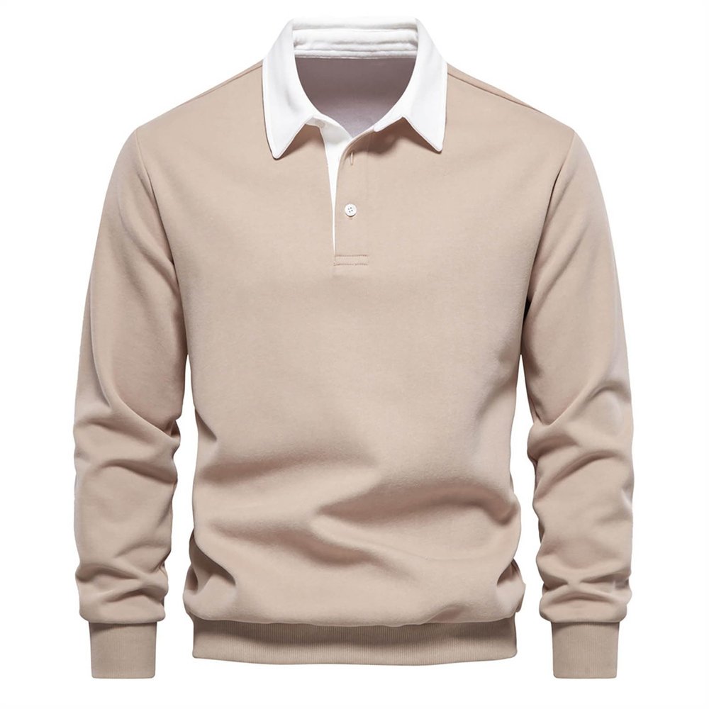 ZYXTIM Mens Polo Long Sleeve Shirts Button Down Solid Color Elegant Lapel Golf Polo Shirts Cotton Cozy Basic Casual T-Shirt Tops Sweatshirts