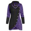 Women Long Sleeve Turtleneck Cable Knit Sweater Pullover Warm Patchwork Asymmetric Button Sweatshirt Top Plus Size view 1
