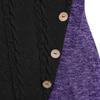 Women Long Sleeve Turtleneck Cable Knit Sweater Pullover Warm Patchwork Asymmetric Button Sweatshirt Top Plus Size view 4