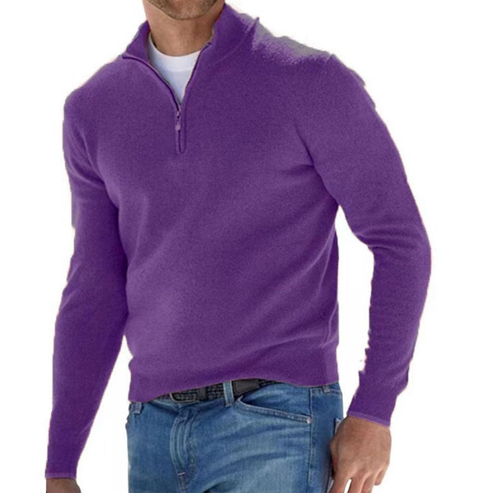 ZYXTIM Mens Slim Fit Zip Up Mock Neck Polo Sweater Casual Long Sleeve Sweater and Pullover Sweaters with Ribbing Edge