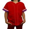 DIGITMON Kids Baseball Jersey Button Down Premium Sleeve Two-Striped T Shirts Uniform REDWHITEROYAL for 12y Teenagers view 1