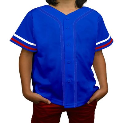 DIGITMON Kids Baseball Jersey Button Down Premium Sleeve Two-Striped T Shirts Uniform ROYALWHITERED for 6Mo Infants