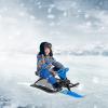 RIAHNEAH Snow Sled, Baby Sled with Steering Wheel Double Brakes, Durable Steel Frame Ice Fishing Sled for Skiing, Ice Skating, and Sand Skiing, can Bear 220 Lbs, Blue view 4