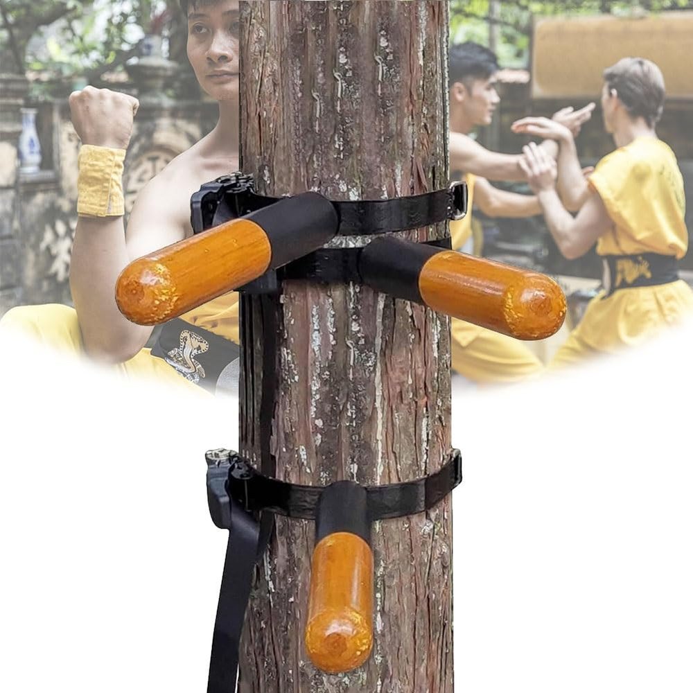 ALBRAX Wing Chun Wooden Dummy, Portable Martial Arts Dummy, Wing Chun Hand Training Spring Arm, for Install Tree Or Hard Object, Martial Arts Training (Color : 3Spring Hand)