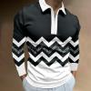 ZYXTIM Men's Short Sleeve Zipper Casual Slim Fit Printed Golf Polo Shirt Tops view 2