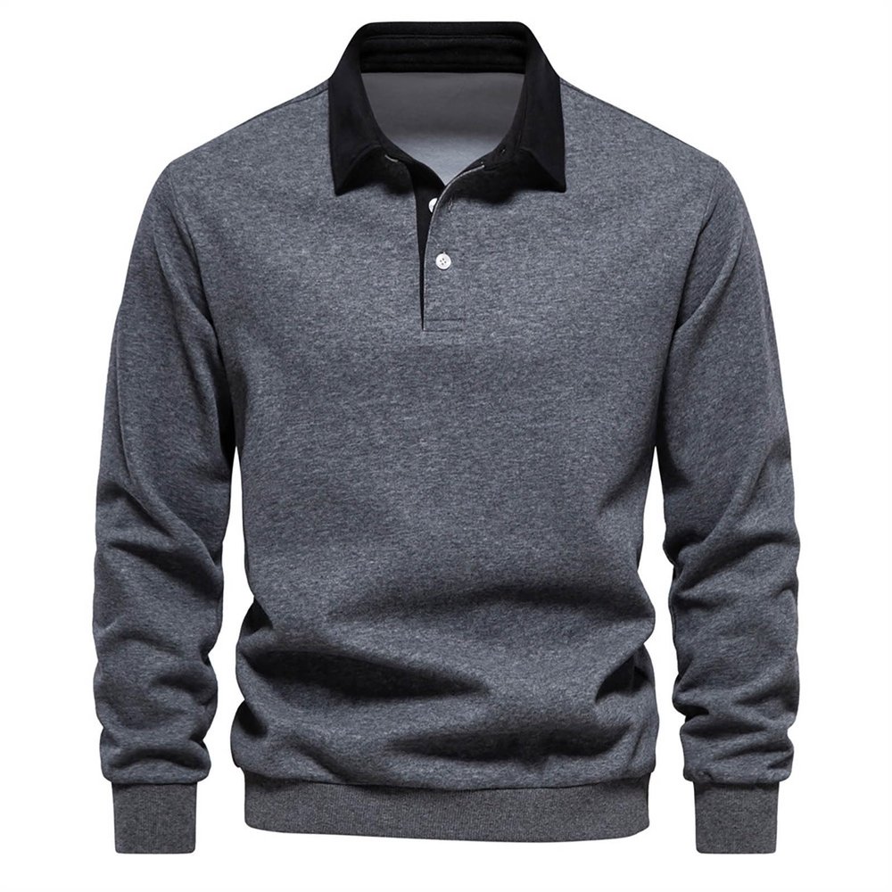 ZYXTIM Mens Polo Long Sleeve Shirts Button Down Solid Slim Lapel Golf Polo Shirts Cotton Basic Casual T-Shirt Top Sweatshirts