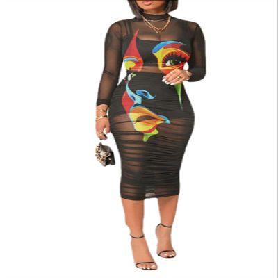 Women Sexy See Through Sheer Mesh Long Sleeve Floral Midi Cover Up Dress Crop Tank Tops Shorts 3 Piece Outfits Set Black S