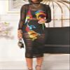 Women Sexy See Through Sheer Mesh Long Sleeve Floral Midi Cover Up Dress Crop Tank Tops Shorts 3 Piece Outfits Set Black S view 2