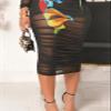 Women Sexy See Through Sheer Mesh Long Sleeve Floral Midi Cover Up Dress Crop Tank Tops Shorts 3 Piece Outfits Set Black S view 4