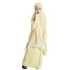 Abayas Dress For Girl Muslim Dress Kids Long Sleeve Modest Full Cover Khimar Hijab Abaya with Maxi Skirt Arabian Kaftan Eid Dresses Middle East Islamic Dubai Attire Prayer Clothes Light Yellow 6-7T view 2