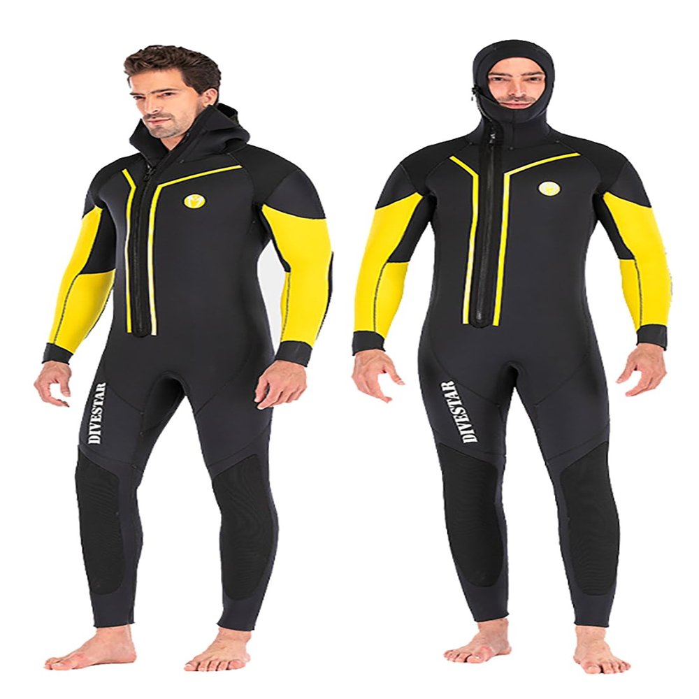 clhjinruoliu 7MM Open Cell Neoprene Scuba Spearfishing Underwater Hunting Wetsuit Hooded Men Full Body Snorkeling Swim Surfing Diving Suit,XL