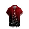 Mens 3D Christmas Tree Print Aloha Camp Shirts Ugly Xmas Hawaiian Shirt Short Sleeve Party Funny Bowling Shirt Tops Wine view 1
