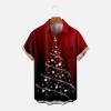 Mens 3D Christmas Tree Print Aloha Camp Shirts Ugly Xmas Hawaiian Shirt Short Sleeve Party Funny Bowling Shirt Tops Wine view 2