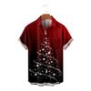 Mens 3D Christmas Tree Print Aloha Camp Shirts Ugly Xmas Hawaiian Shirt Short Sleeve Party Funny Bowling Shirt Tops Wine view 4