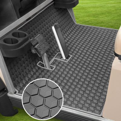 Golf Cart Mat for Club Car Ds Floor Liner Unique Cube Square Patent Design Fits Club Car DS 1982-2013 / Villager 1982-2018 Gray Trim