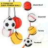 DSLSQD 4 Pieces Wrist Return Ball - 2 Inch Rubber Rebound Wristband On A String Sports Ball Includes Basketball, Baseball and Football for Teens Adults Exercise or Play (Nomal) view 3