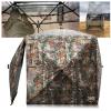 HUNTSEN Hunting Blind 360 Degree See Through Ground Blind 2-3 Person - Portable Pop Up Deer Blind with Full Open Door - Camouflage Ground Blind for Deer & Turkey Hunting view 1