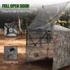 HUNTSEN Hunting Blind 360 Degree See Through Ground Blind 2-3 Person - Portable Pop Up Deer Blind with Full Open Door - Camouflage Ground Blind for Deer & Turkey Hunting view 3