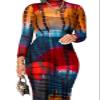 Women Sexy See Through Sheer Mesh Bodycon Midi Dress Long Sleeve Skirt 3 Piece Outfits Set Floral Print Cover Up Multi 2XL view 4