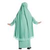 Abayas Dress For Girl Muslim Dress Kids Long Sleeve Modest Full Cover Khimar Hijab Abaya with Maxi Skirt Arabian Kaftan Eid Dresses Middle East Islamic Dubai Attire Prayer Clothes Light Green 6-7T view 4