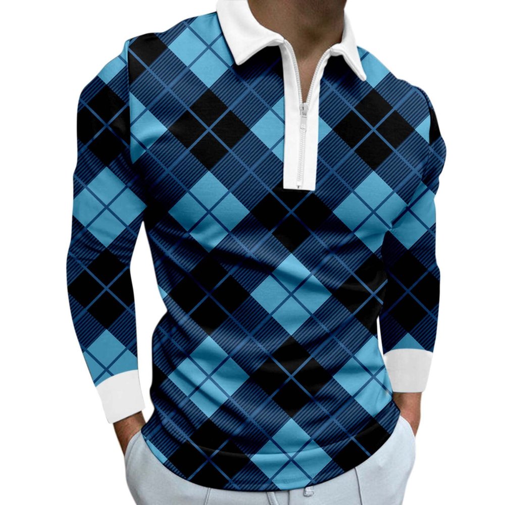 ZYXTIM Mens Quarter Zip Polo Shirts Regular-Fit Quick-Dry Long Sleeve Golf Shirts Slim Fit Sport Athletic Casual Workout T-Shirts