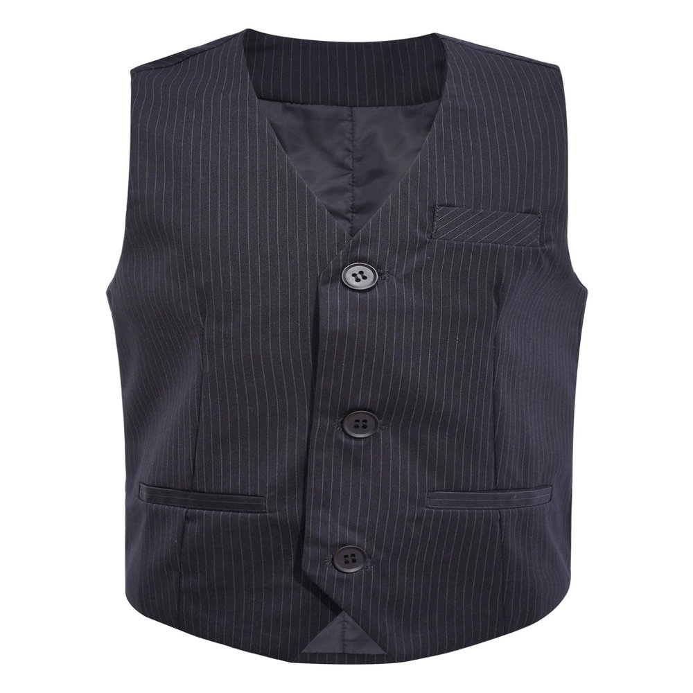 DINORMIN Vest for Baby Toddler Kids Wedding Formal Outfit V Neck Birthday Party Waistcoat with Pocket Black 2-3 Years