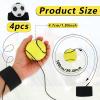 DSLSQD 4 Pieces Wrist Return Ball, 2 Inch Rubber Rebound Ball Wristband On A String Sports Wrist Ball Includes Basketball, Baseball and Football for Teens Adults Wrist Exercise or Play (Luminous) view 2