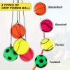 DSLSQD 4 Pieces Wrist Return Ball, 2 Inch Rubber Rebound Ball Wristband On A String Sports Wrist Ball Includes Basketball, Baseball and Football for Teens Adults Wrist Exercise or Play (Luminous) view 3