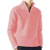 Men's 1/4 Zip-Up Long Sleeve Sweater Warm Pullover Casual Sweaters Jumpers Knitwear Tops for Fall Winter (XX-Large,Pink) view 1