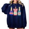 TEEAMORE Pop Fizz Clink Sweatshirt Champagne Graphic Drinking Bridesmaid Bridal Party Crewneck Navy X-Large #0036 view 1