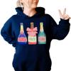 TEEAMORE Pop Fizz Clink Sweatshirt Champagne Graphic Drinking Bridesmaid Bridal Party Crewneck Navy X-Large #0036 view 2