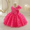 Toddler Baby Girl Birthday Dress Infant Wedding Flower Girl Dress Bowknot Stain Tulle Butterfly Dress Princess Party Tutu Dresses for Photoshoot Hot Pink 5-6 Years view 2