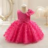 Toddler Baby Girl Birthday Dress Infant Wedding Flower Girl Dress Bowknot Stain Tulle Butterfly Dress Princess Party Tutu Dresses for Photoshoot Hot Pink 5-6 Years view 3