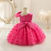 Toddler Baby Girl Birthday Dress Infant Wedding Flower Girl Dress Bowknot Stain Tulle Butterfly Dress Princess Party Tutu Dresses for Photoshoot Hot Pink 5-6 Years view 4