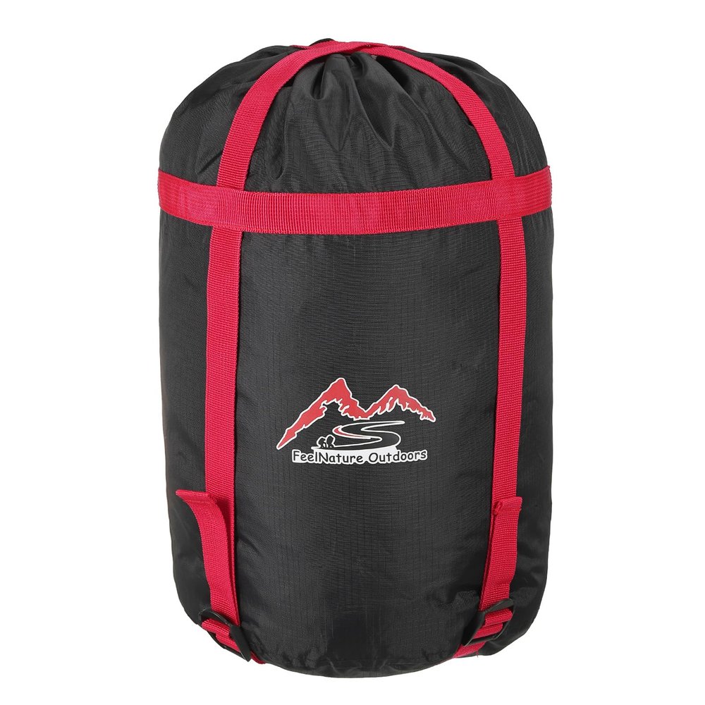 PATIKIL Compression Stuff Sack, 2 Pack L Size Waterproof Sleeping Bag Storage Sack Portable Compression Bag for Backpacking Camping, Black Red