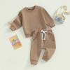 MAYUMMPY Baby Boys Girl Solid Color Outfit Sweatsuit Crewneck Sweatshirt Sweatpants Pants Set Fall Winter Clothes view 2