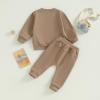 MAYUMMPY Baby Boys Girl Solid Color Outfit Sweatsuit Crewneck Sweatshirt Sweatpants Pants Set Fall Winter Clothes view 3