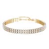 WangGao Stainless Steel 2 Row Rhinestone Hand Chain Sparkling Crystal Tennis Bracelets for Women Shiny Cubic Zirconia Bracelet Jewelry Bridal Wedding Bridesmaid,Gold Color view 1