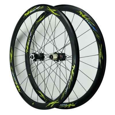 ZECHAO 700C Disc Brake Road Bike Wheel Set,24 Holes Bike Hub Double Wall Alloy Rims Disc Brake V/C Brake Quick Release 7-12 Speed Wheelset (Color : Green, Size : 700c)