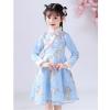Egmy Toddler Kids Baby Girls Children Fairy Hanfu Dresses for Chinese Calendar New Year Fleece Lined (Blue, 10-11 Years) view 2