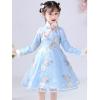 Egmy Toddler Kids Baby Girls Children Fairy Hanfu Dresses for Chinese Calendar New Year Fleece Lined (Blue, 10-11 Years) view 4