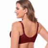 Women's Wireless Plus Size Lace Comfort Cotton Bra Full Coverage Unlined Minimizer Bra 36B Wine Red view 3