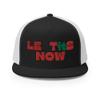 RIVEMUG Le Tits Now Flat Bill Trucker Hat High Crown Adjustable Funny Christmas Cap Black/White view 2