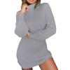 Canbebig Clearance Women's Long Sleeve Casual Dress with Pockets Knee Length Gray view 1