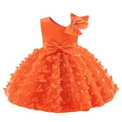Butterfly Tutu Dress - Toddler Girl's Wedding & Party Dress with Bowknot - Tulle & Tutu - Orange - 18-24 Months