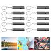 Pilipane 10Pcs Aluminum Alloy Emergency Survival Whistle, Emergency Survival Whistle, Lifeguard Whistle with Keychains(Black) view 3