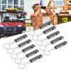 Pilipane 10Pcs Aluminum Alloy Emergency Survival Whistle, Emergency Survival Whistle, Lifeguard Whistle with Keychains(Black) view 4
