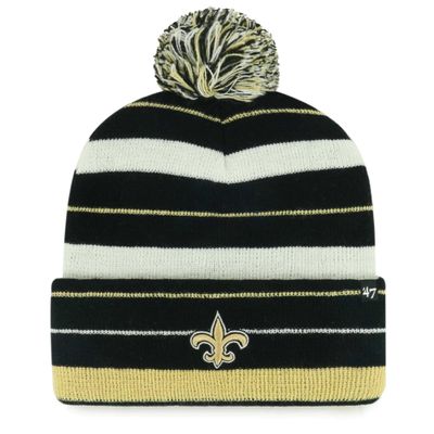 47 Men's Black New Orleans Saints Powerline Cuffed Knit Hat with Pom